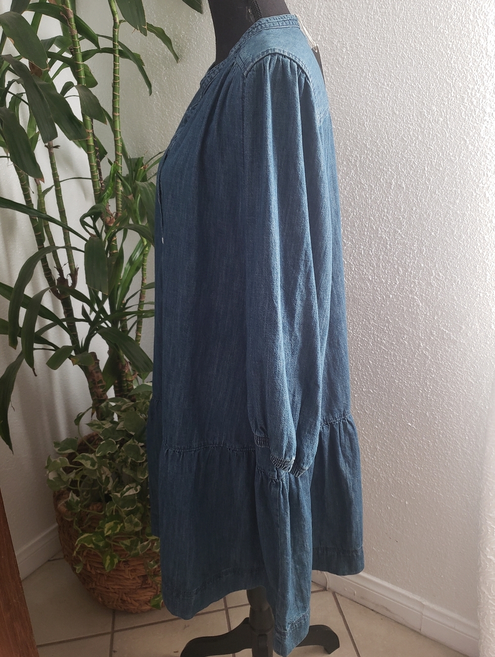 Free Assembly Relaxed Blue Denim-Style Long Sleeve Tunic Dress Size XXL - Picture 4 of 11